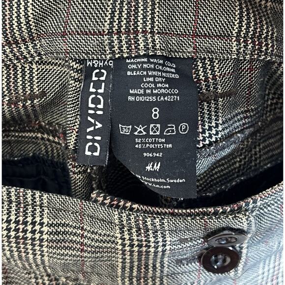 H&M Divided Dress Pants Womens Size 8 Brown Houndstooth‎ Plaid Bootcut Pockets - Picture 3 of 7